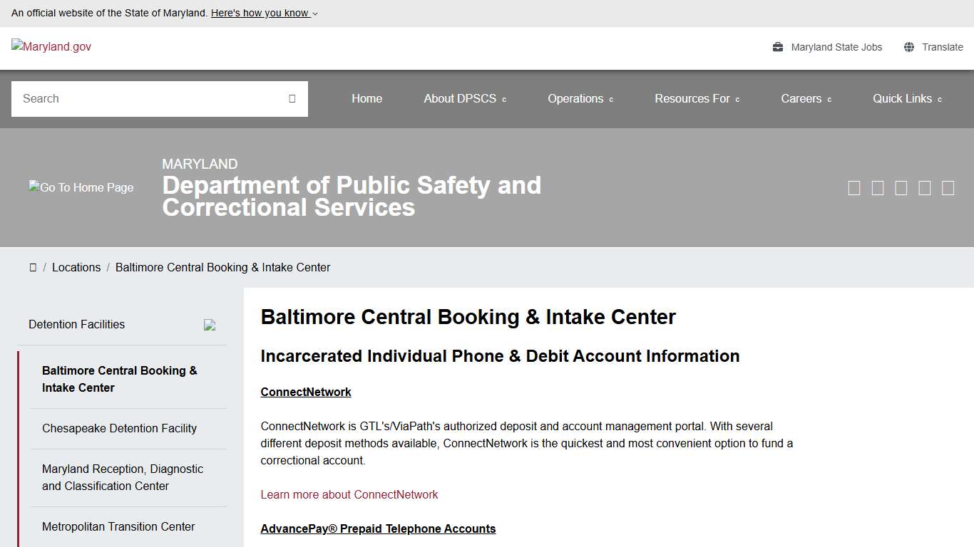 DPSCS - Baltimore Central Booking & Intake Center