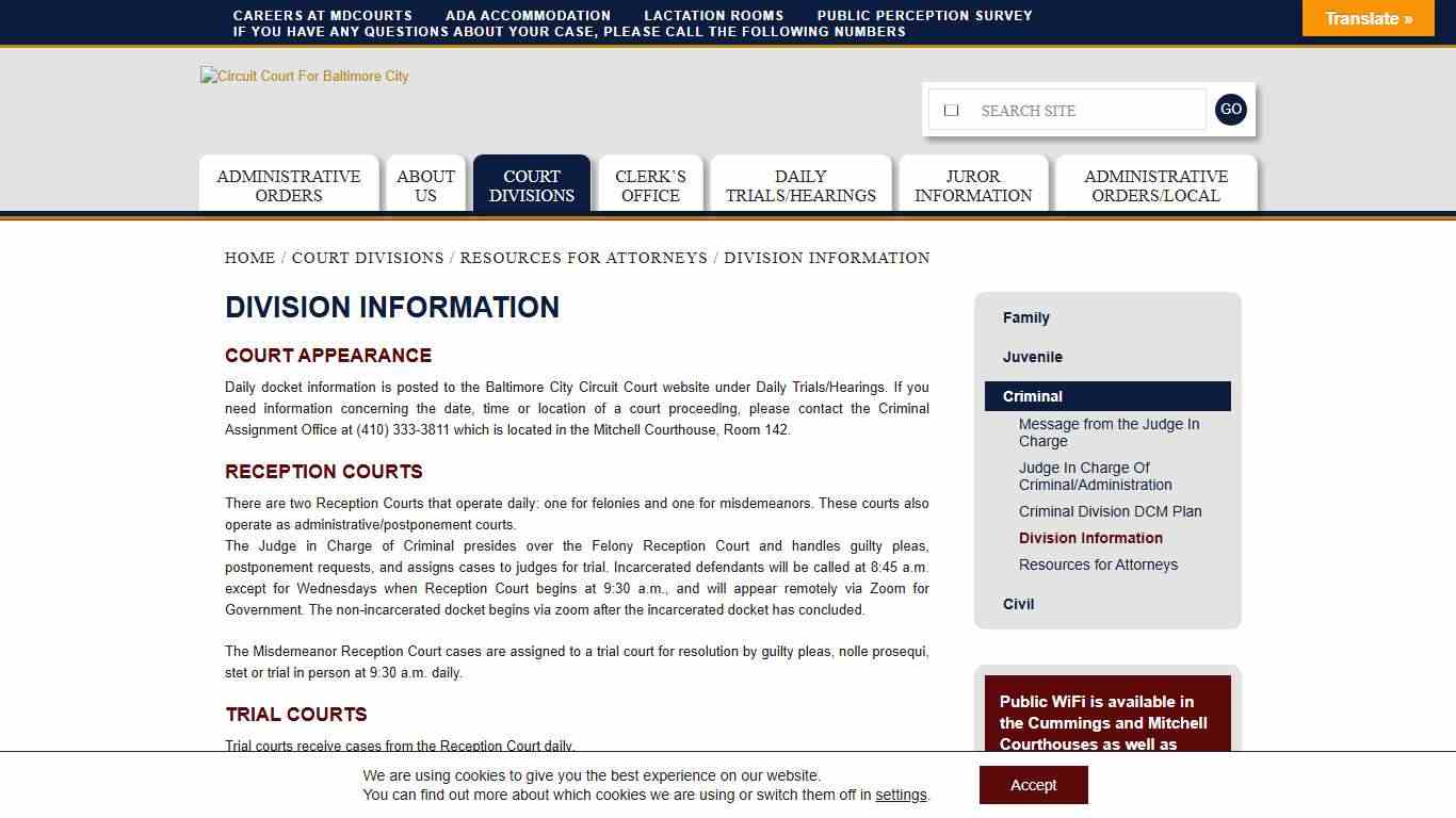 Division Information – Circuit Court For Baltimore City